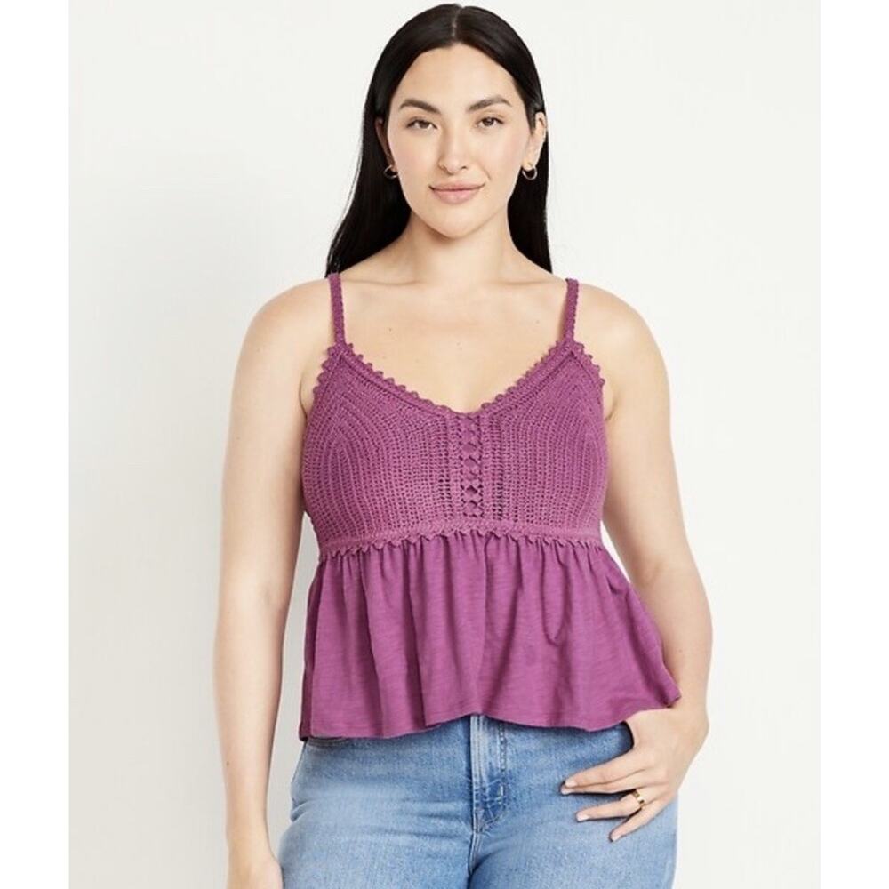 Old Navy Women Crochet Top 100% Cotton Festival Boho Babydoll L